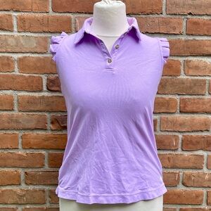Lilly Pulitzer Frida UPF 50+ Luxletic Sleeveless Ruffle Polo Top
